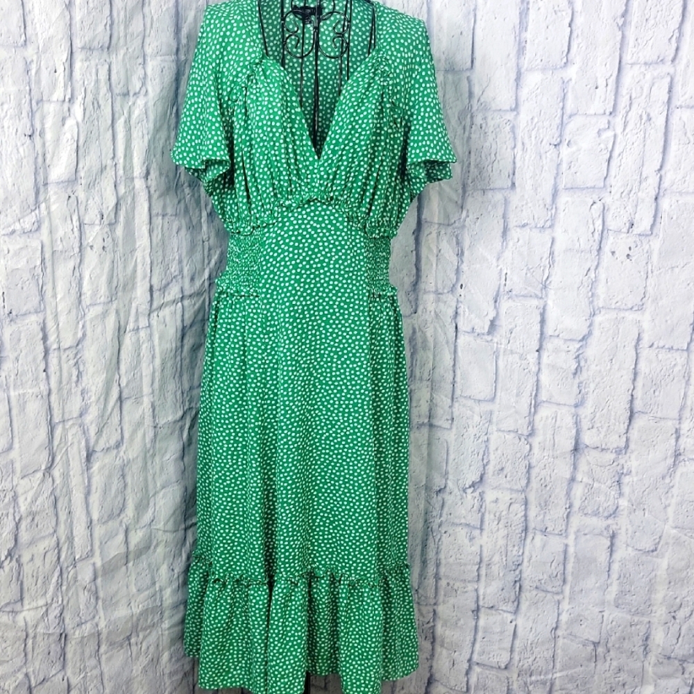 Max Edition Green Polka‎ Dot Midi Dress Large